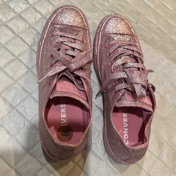 Converse Chuck Taylor All Star Low Pink Glitter Size 8 sneakers new - Picture 8 of 14